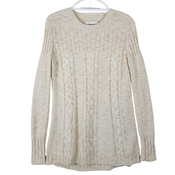 Prana Sweaters - Prana Womens Cream Cable Knit Wool Blend Crew Neck Sweater Size Medium Oatmeal